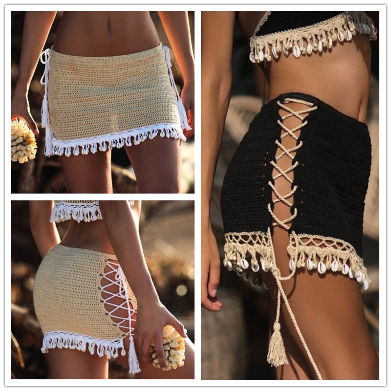 Handmade Beach Bikini Skirt Hand Crocheting Sexy Shell A- line Skirt