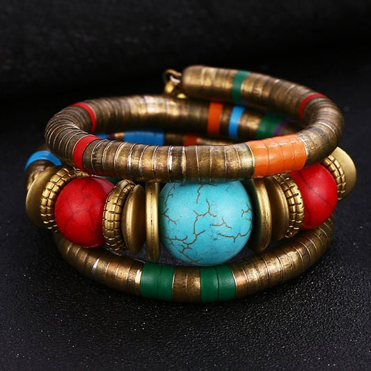 HOCOLE 2019 New Fashion Natural Stone Colorful Snake Bangle Bracelets