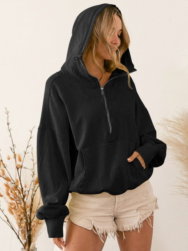 Hooded Sweater Women Clothing Tide Brand Sports Hoodie Zipper Drawstring Long Sleeve Top Coat
