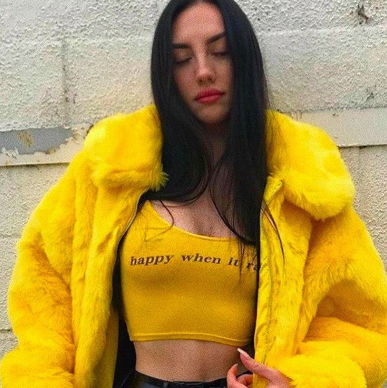 I AM Gia Faux Fur Coats Women Thick Brand Steetwear Hip Hop Female Yellow Fur Coats And Jackets Winter Warm Fur Coats