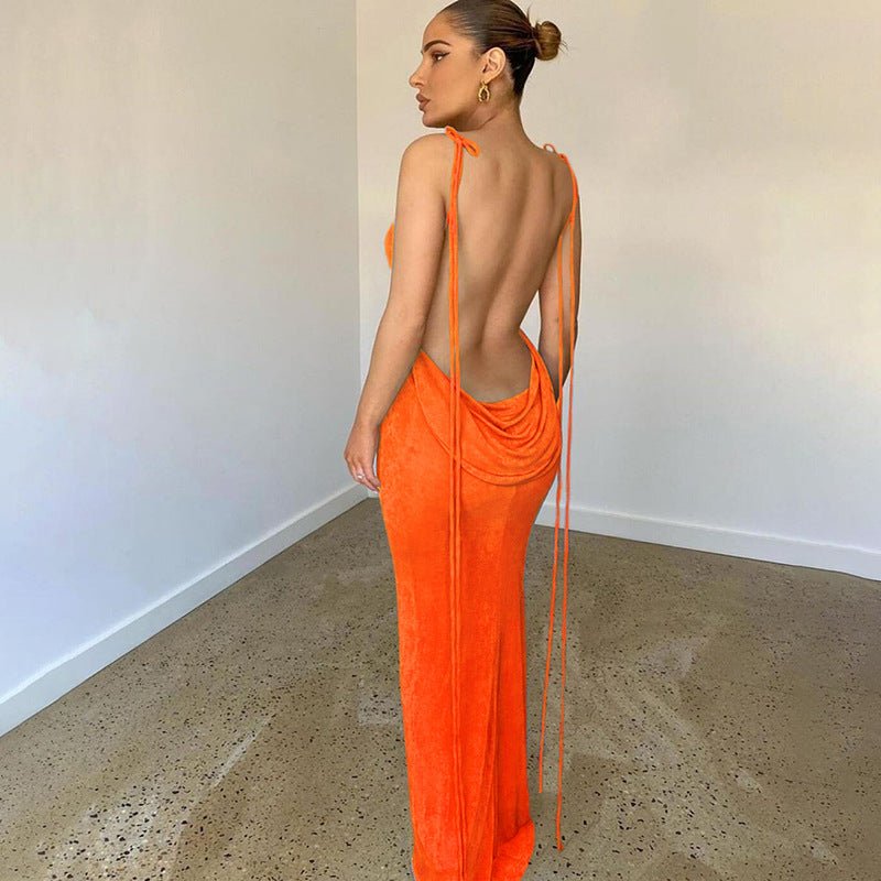 INS Summer New Women&#39;s Fashion Suspender Sexy Backless Slim Bag Hip Temperament Dress