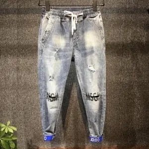 Jeans Men's Loose Stylish Motorcycle Style Korean Harlan All-match Harajuku Style Ins Beam Feet Casual Pants men jeans