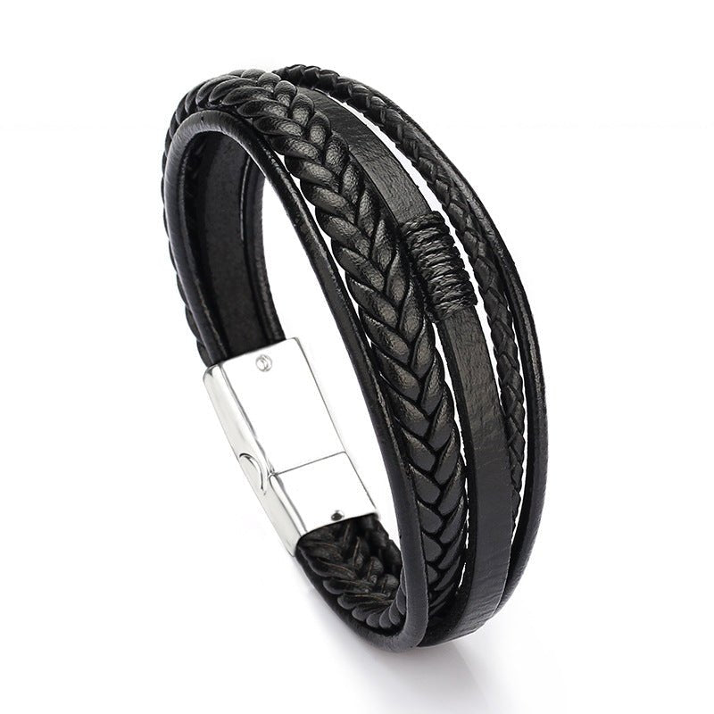 Jewelry Fashion Leather Rope Hand Woven Bracelet Men's Bracelet Ethnic Style Jewelry