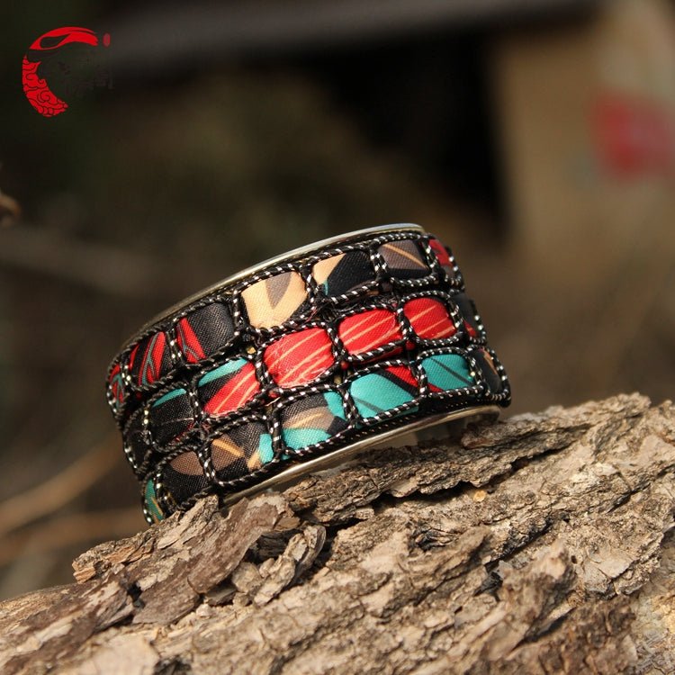 Jewelry Nepalese Boho Bracelet Beaded Patch Wide Open Bracelet
