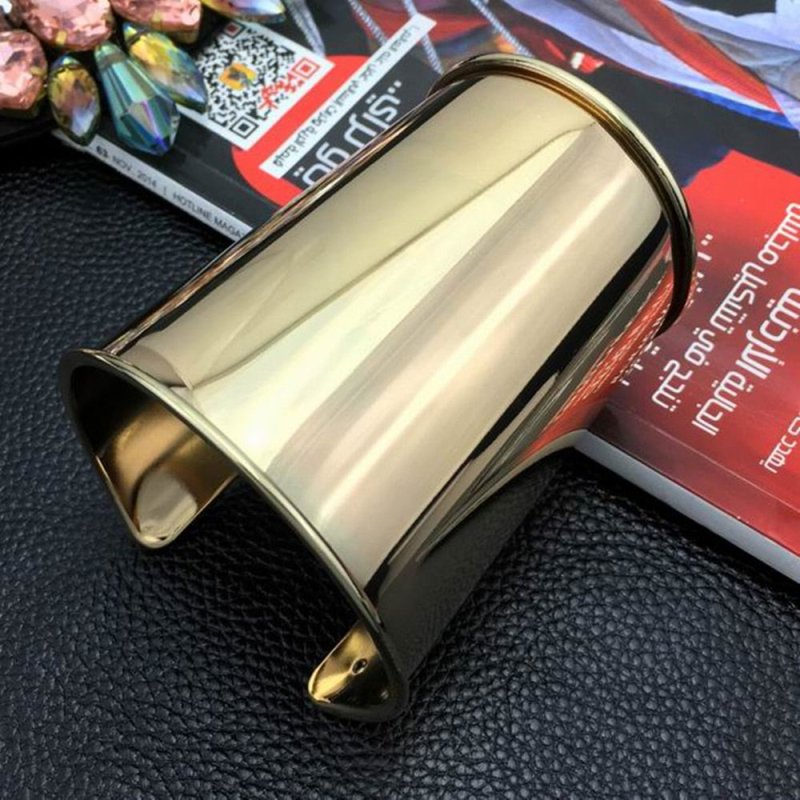 KDLUN Punk Smooth Metal Cuff Bracelets & Bangles For Women Statement Opened Alloy Long Big Bangle Fashion Jewelry Gold Color