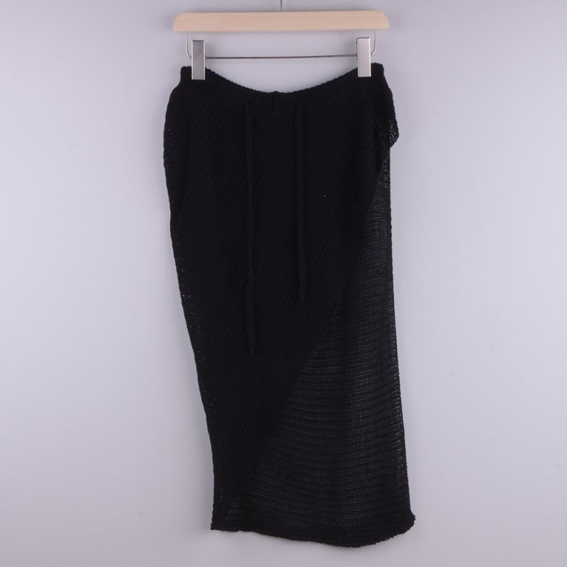 Knitted Skirt Sexy Hollow Out Cutout See-through Split Beach Sun Protection Skirt