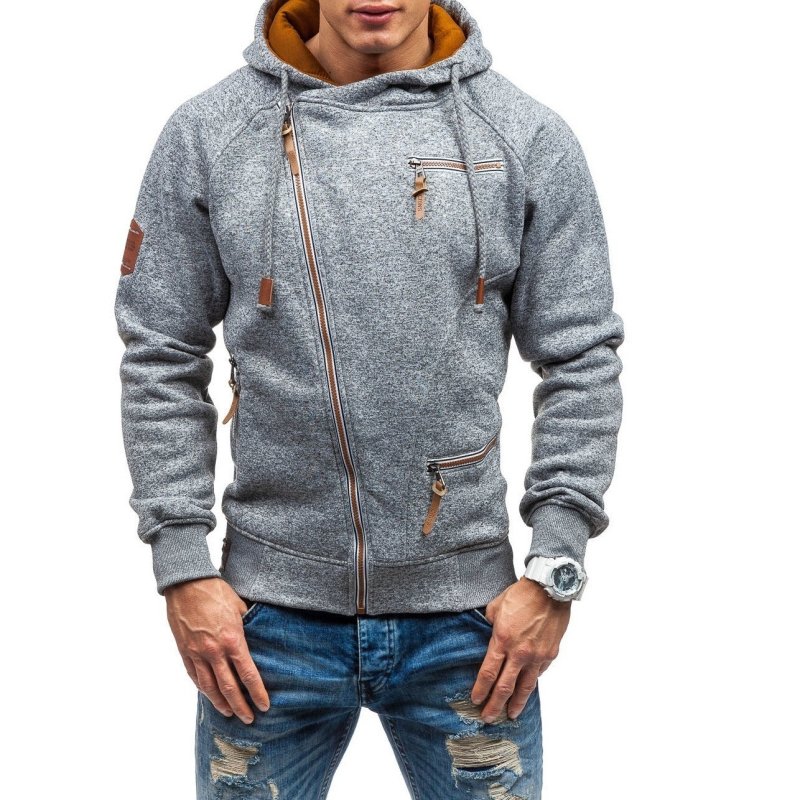 Men Side zipper gauze hoodies sweater