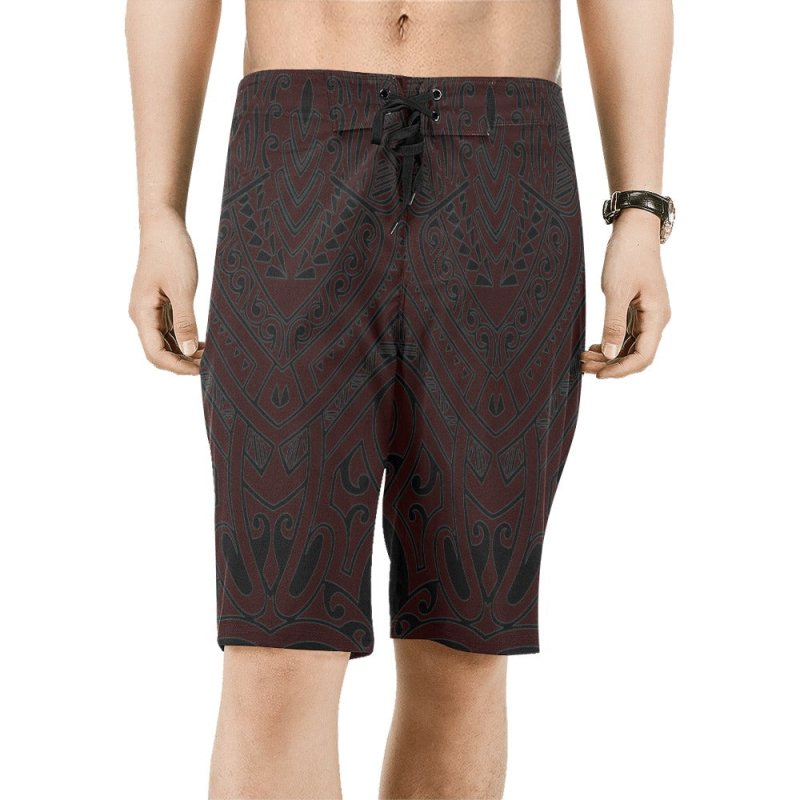 Men's All Over Print Beach Shorts (Model L16) - Maori hieratic style