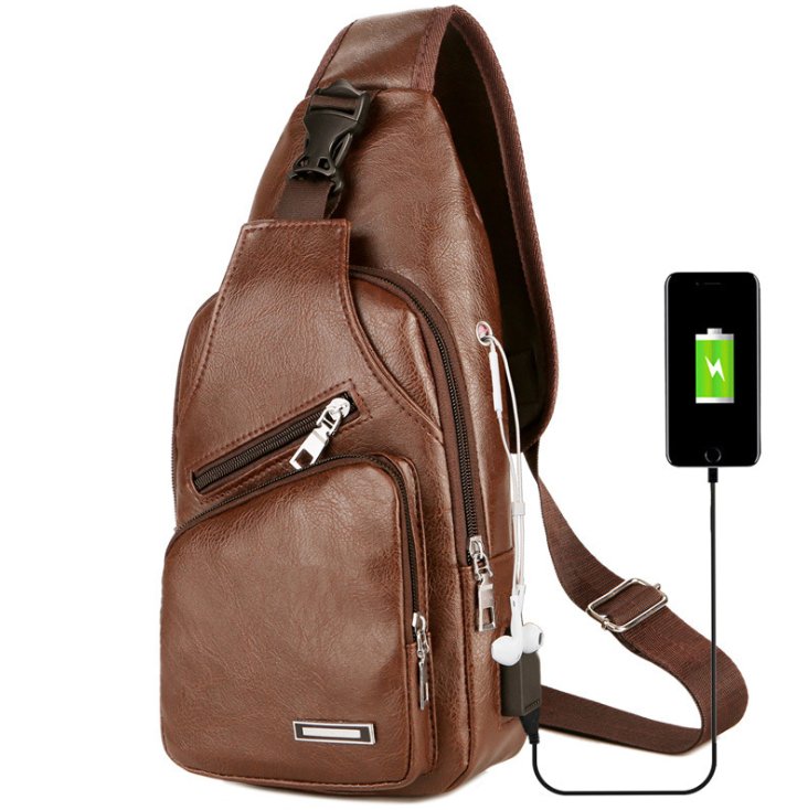 Men's Crossbody Bags Men's USB Chest Bag Designer Messenger bag Leather Shoulder Bags Diagonal Package