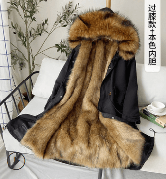 Men&#39;s Fur Coat Winter High Quality Fashion With Fur Hooded Lined Thick Warm Parkas Outerwear Mid-length With Long