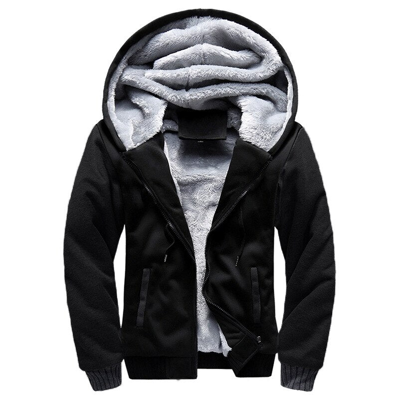 Men&#39;s Jackets Winter Plus Velvet Thickening Coat Hooded Sports Sweatshirt Male Baseball Uniform Jacket Zipper Male Hoodie