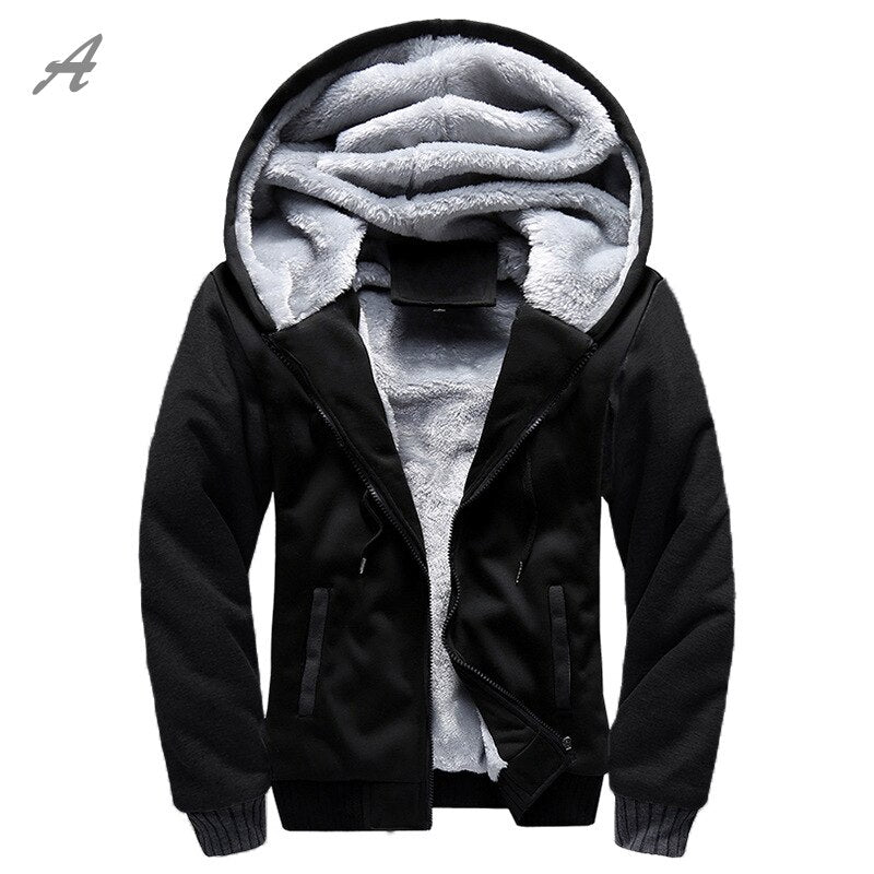 Men&#39;s Jackets Winter Plus Velvet Thickening Coat Hooded Sports Sweatshirt Male Baseball Uniform Jacket Zipper Male Hoodie