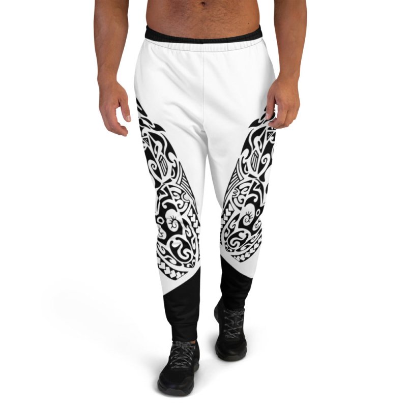 Men's Joggers - Polynesian drawing style - BW