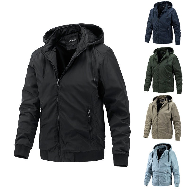 Men's Spring And Autumn Removable Hooded Jacket Casual Sports Thin Cotton Coat Business Trend Men's Wear