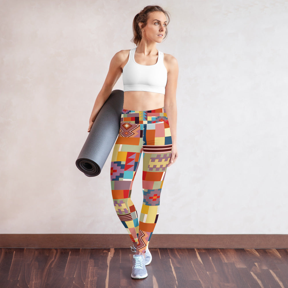 Yoga Leggings - Aztec style design