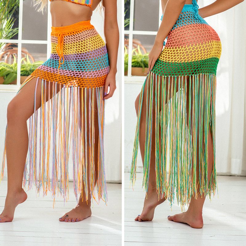 Modern at Hand Crocheting Beach Split Tassel Color A line Skirt