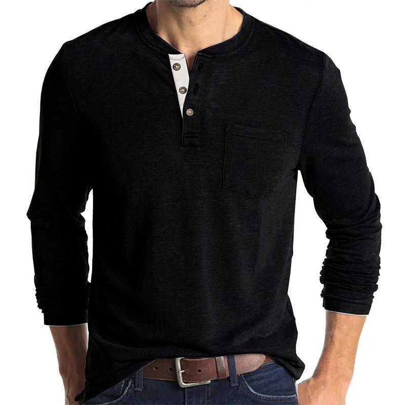 New Autumn And Winter Men's Long Sleeved T-Shirt Solid Color Base Shirt