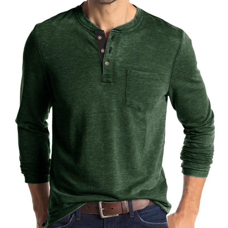New Autumn And Winter Men's Long Sleeved T-Shirt Solid Color Base Shirt