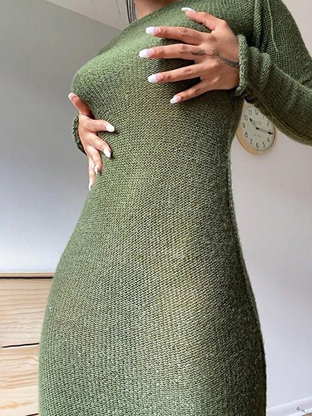 New Knitted Bodycon Dress Women Autumn
