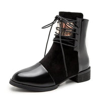 New Martin Boots Women's English Style New Round Toe Square Heel Chelsea Short Boots Winter - Premium Shoes for sale