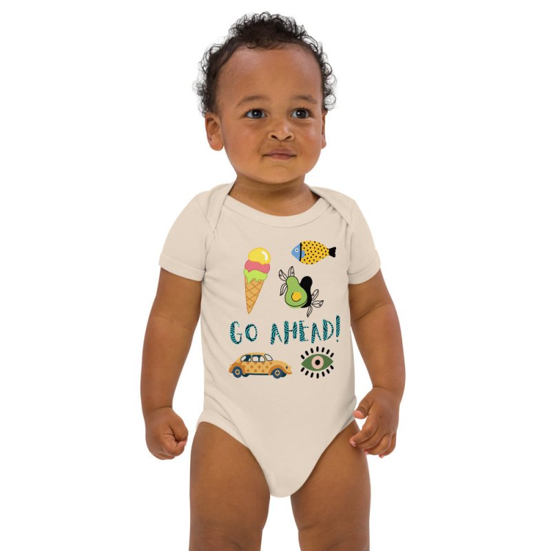 Organic cotton baby bodysuit - Printful Design
