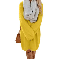 Plush Pullover Long Sweater Women Yellow Black Pink Christmas Sweater Dress  - Premium Dresses for sale