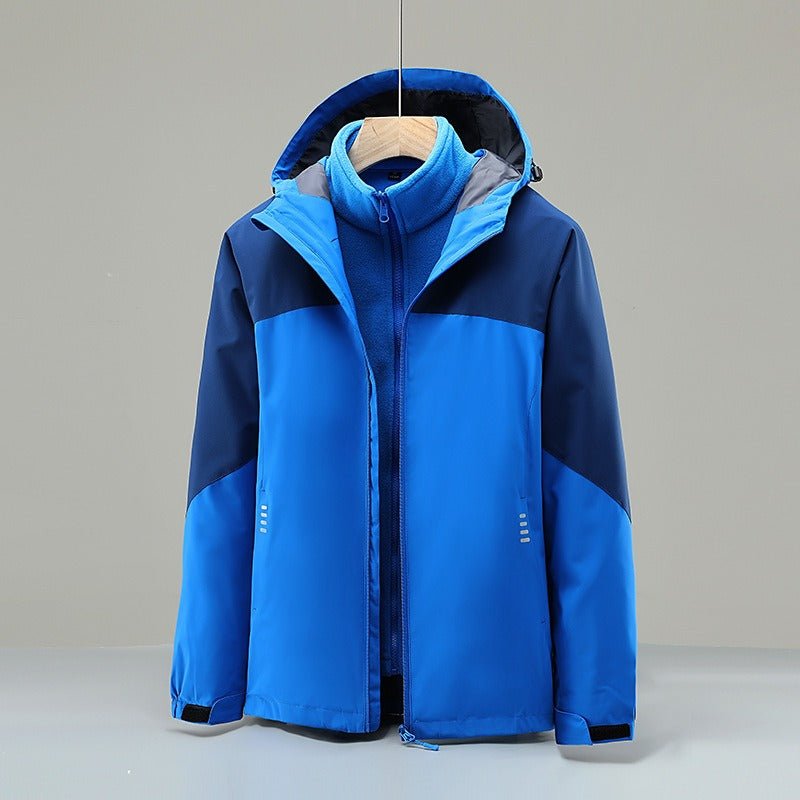 Plush Thickened 3 In 1 Ski Suit Wind Proof Fleece Coat Mountaineering Suit