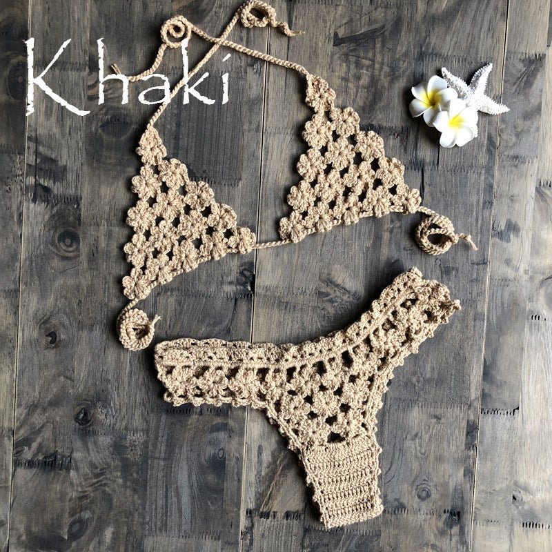 Popular Hand Crocheting Knitted Swimsuit Sexy Hand-Woven Bikini Set