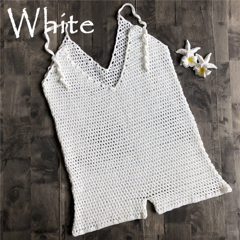 Popular Hand Crocheting One-Piece Blouse Summer Sexy Handmade Knitted Blouse Sun-Protective Clothing