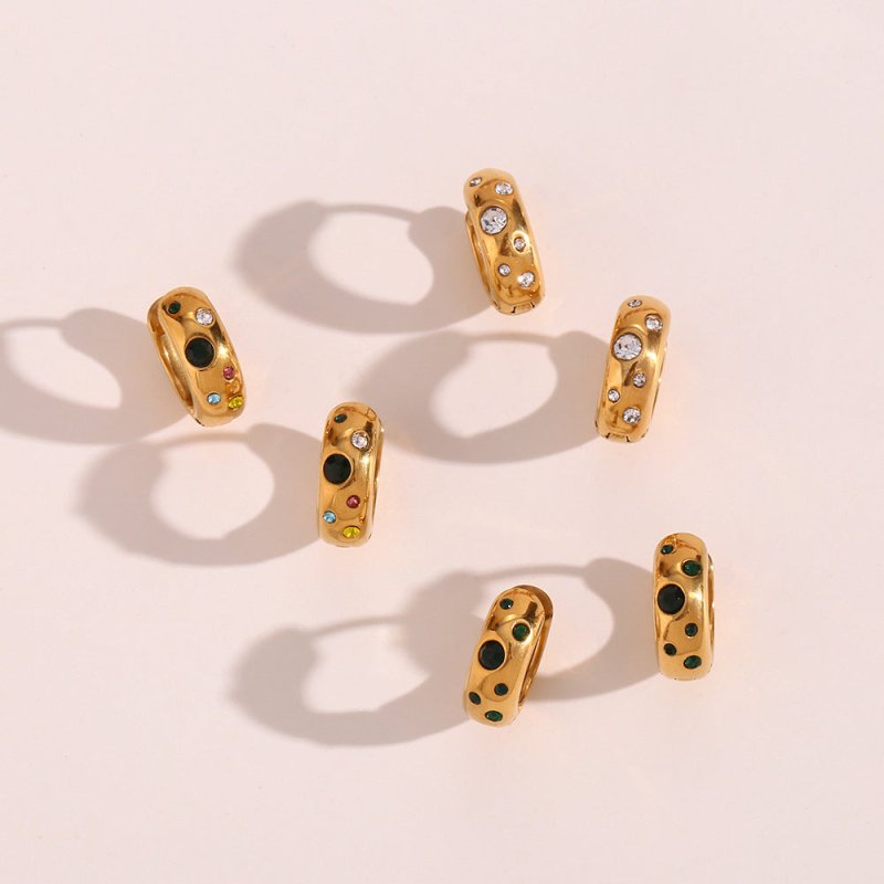 Popular Light Luxury Earrings Jewelry Stainless Steel Niche round Coarse Bread Zircon Earrings