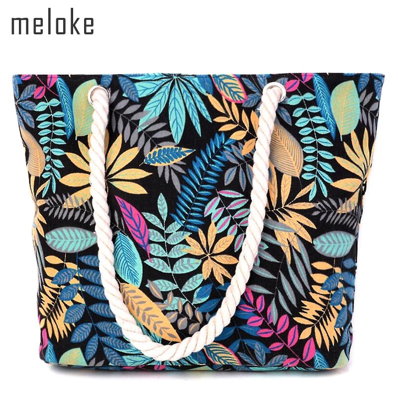 printing leaves shoulder bags cotton shoulder bags for girls large size beach bags shopping bags MN181