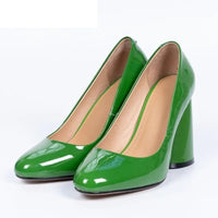 Pumps Woman Super High Heel Spring New Style Shoes Round Toe Thick Heel Patent Genuine Leather Party Heels Plus Size