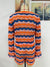 Round neck striped women's sweater, two-piece set