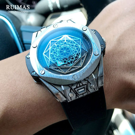 RUIMAS Luxury Top Brand Quartz Watches Men Leather Strap Military Sports Wristwatch Man Waterproof