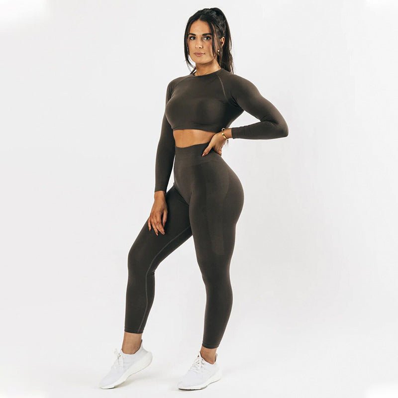 Seamless Yoga Long Sleeve Top Tight Fast Drying Moisture Absorption High Waist Hip Lifting Yoga Pants Fitness Suit Women