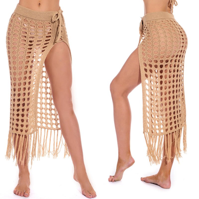 See-through Split Beach Sun Protection Women Knit Skirt Skirt