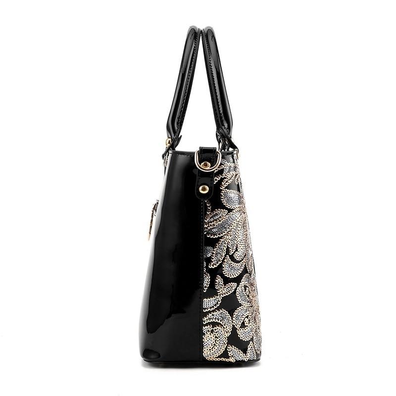 Sequin Embroidery Women Bag Patent Leather Handbag Diamond Shoulder Messenger Bags