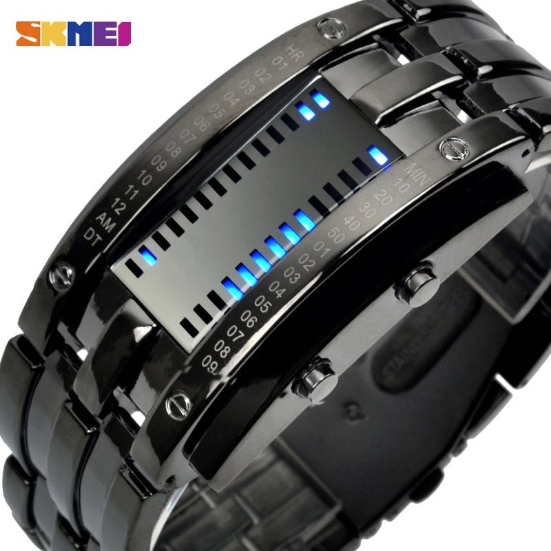 SKMEI 0926 Fashion Creative Sport Watch Men Stainless Steel Strap LED Display Watches