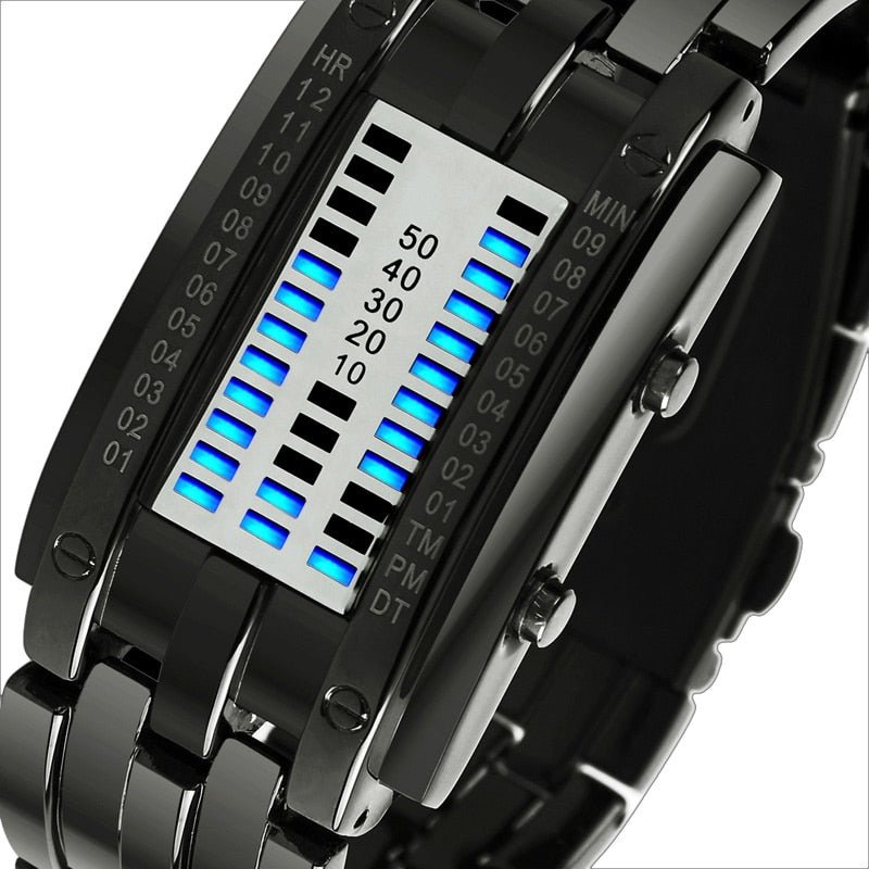 SKMEI 0926 Fashion Creative Sport Watch Men Stainless Steel Strap LED Display Watches 5Bar Waterproof