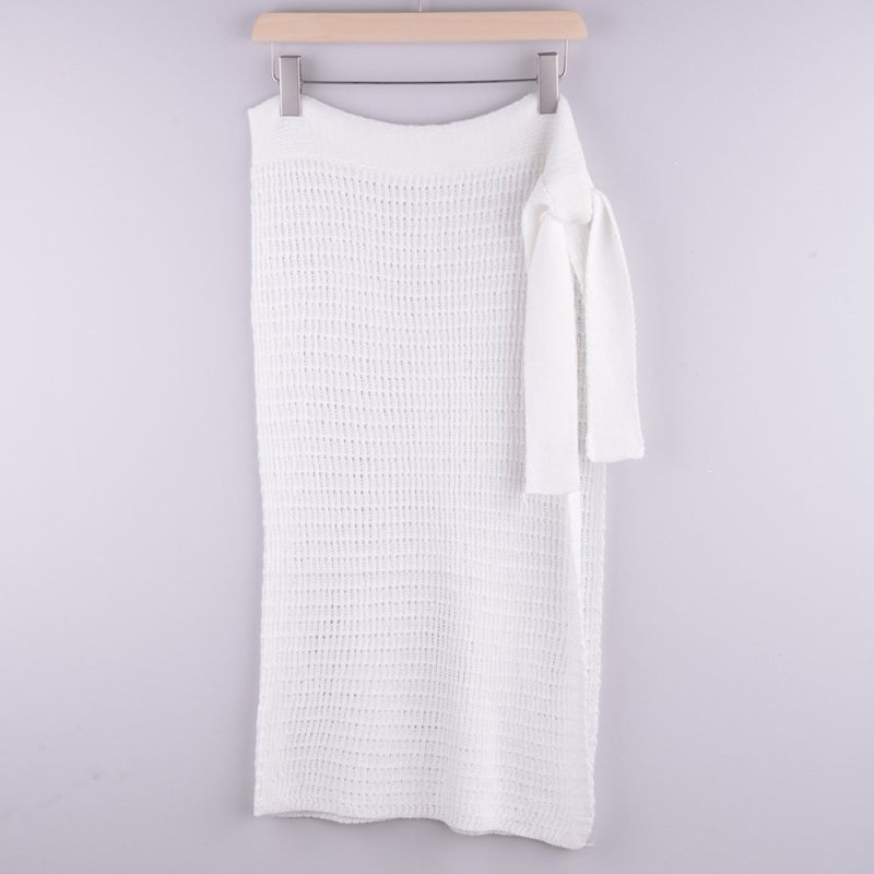 Spot Spring Summer Women Clothing Sexy See-through Hollow Out Hollow Out Cutout Knitted Dress Split Woven Beach Skirt