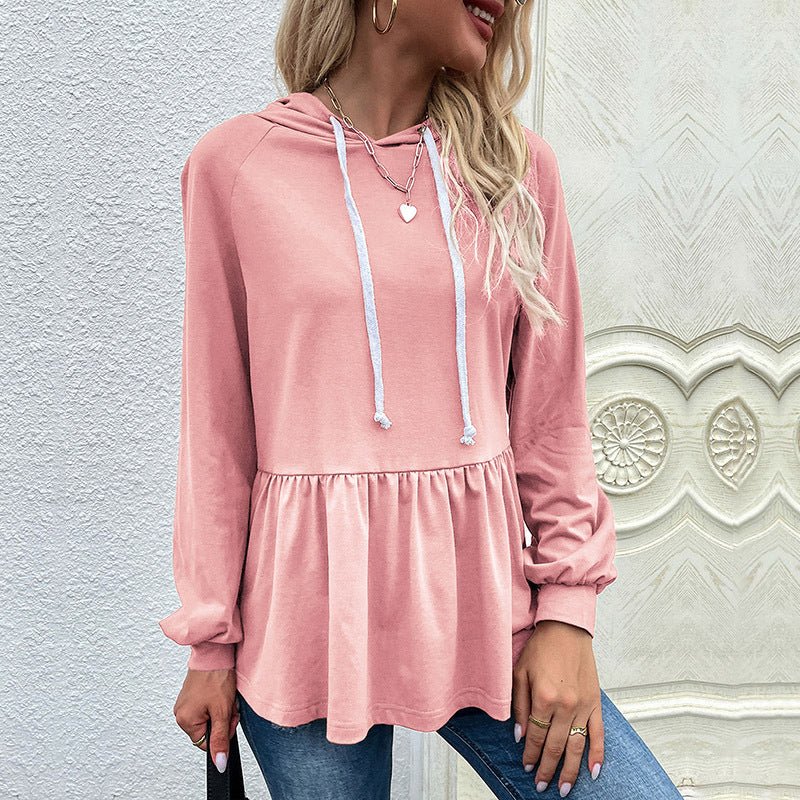 Spring Autumn Export Middle East Women Clothing Design Pullover Hooded Solid Color Hoodie