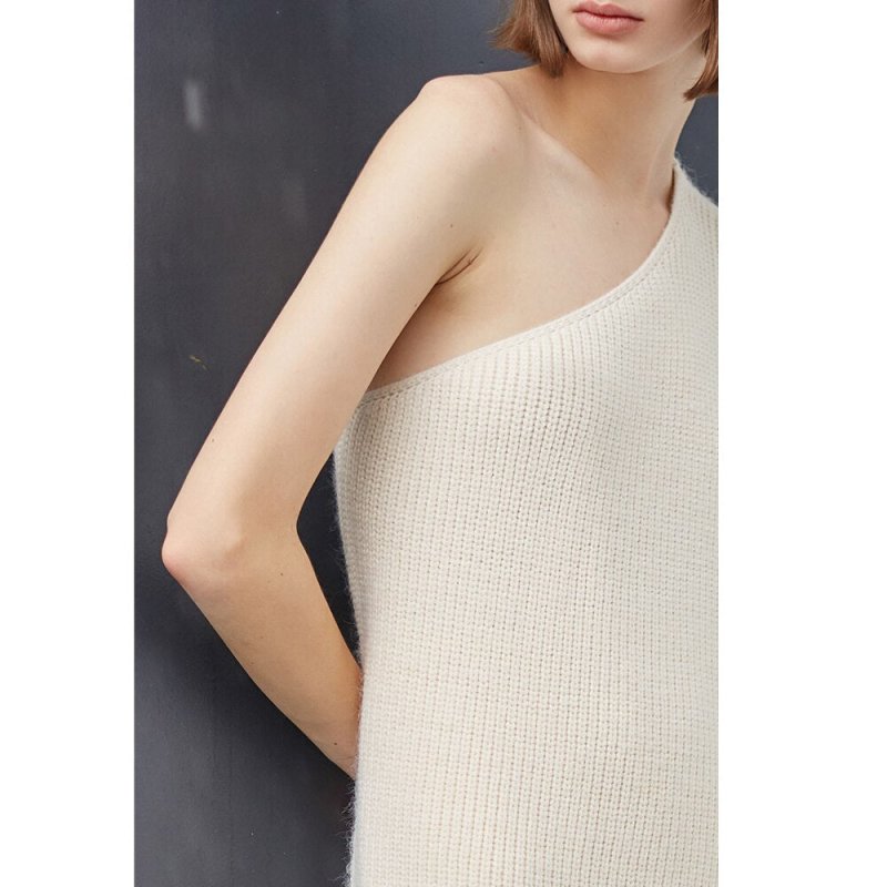 Spring Autumn Long Sleeve Knitted One Shoulder Sweater Solid Pullover Trendy Women clothes Outwear One Pieces