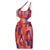 Spring Women Printed Sexy Hollow Out Cutout Oblique Shoulder Strap Dress