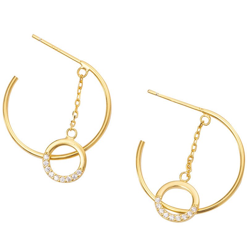 Sterling Silver Stud Earrings Women Summer C Shaped Geometric Abstract Niche Design Trendy