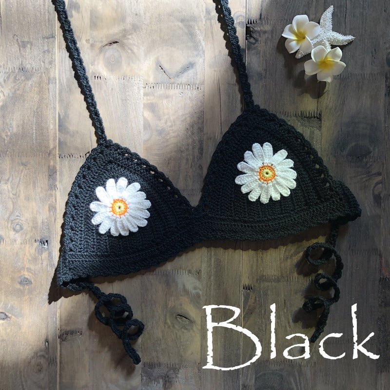 Strap Hand Crocheting Bikini Beach Weaving Daisy Hollow Out Cutout Out Swimsuit Handmade Swimsuit