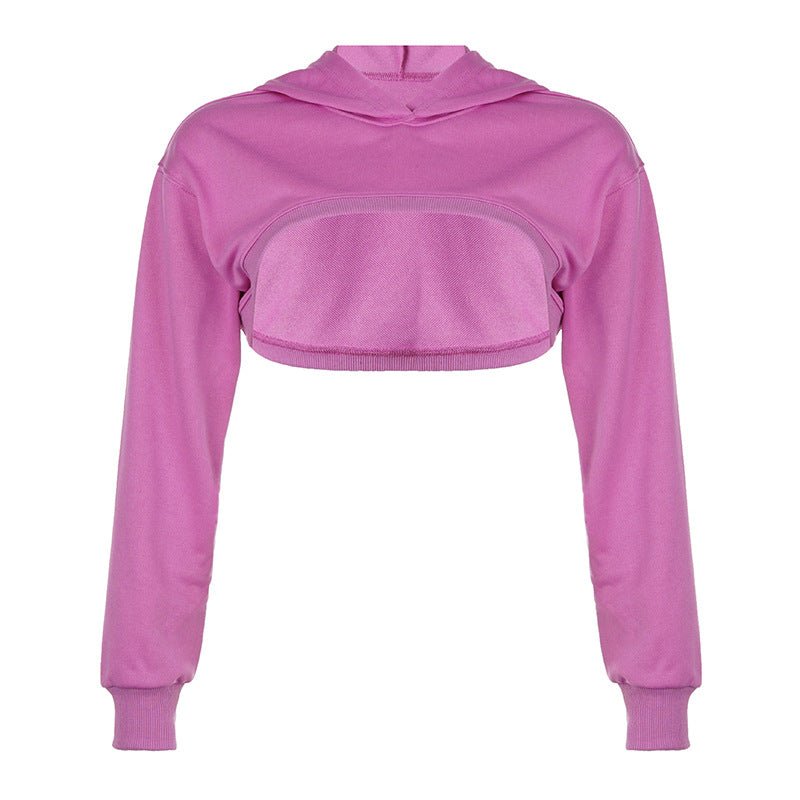Street Basic Irregular Asymmetric Hooded Popular Sweater Blouse Sexy All Match Sports Casual Top