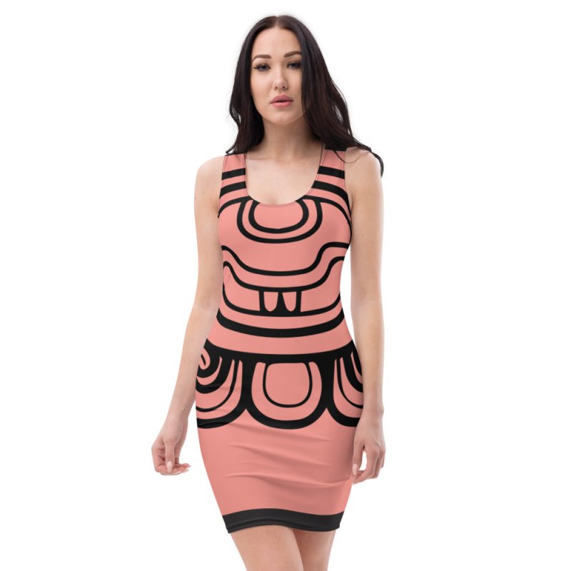 Sublimation Cut & Sew Dress - Maya Hieratic style Burnt Coral