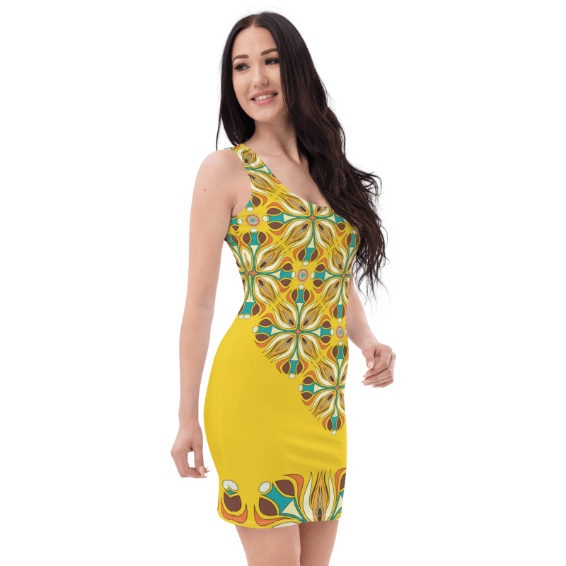 Sublimation Cut & Sew Dress - Portugal ornament Yellow with Color