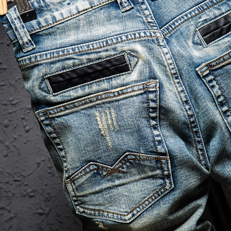 Summer Fashion Brand Design Blue Men Streetwear Ripped Bermuda Jeans Short