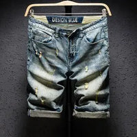 Summer Fashion Brand Design Blue Men Streetwear Ripped Bermuda Jeans Short - Premium Pants for sale